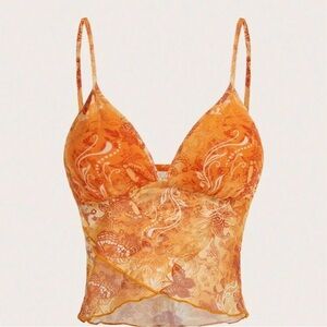 SHEIN Orange Floral Cami Top